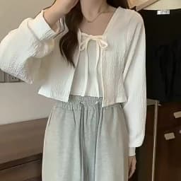 Lucyever White Knitted Cardigan Women Summer Thin Sunscreen Lace-Up Knitwear Tops Female Korean Style Lantern Sleeve Short Coat