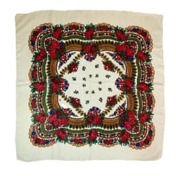 Shiny Thread Floral Print Russian National Scarf Handkerchief Ethnic Shawl Headband Babushka Bandana Square Head Scarf Ukraine