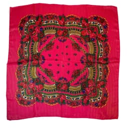 Shiny Thread Floral Print Russian National Scarf Handkerchief Ethnic Shawl Headband Babushka Bandana Square Head Scarf Ukraine