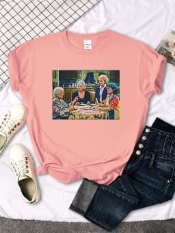Short Sleeve T Shirt The Golden Girls Dinner Printing Woman T-Shirts Harajuku Vintage Women Tshirt O-neck Hip Hop Women's Shirts