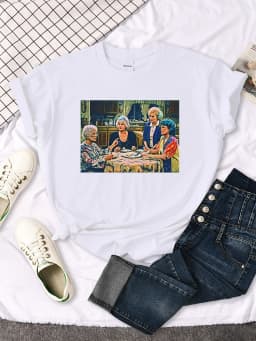 Short Sleeve T Shirt The Golden Girls Dinner Printing Woman T-Shirts Harajuku Vintage Women Tshirt O-neck Hip Hop Women's Shirts