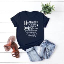 Happiness Can Be Found In The Darkest of Times T-shirt HP Inspired Shirt Dumbledore Quote Wizard Tee Magic School Tops