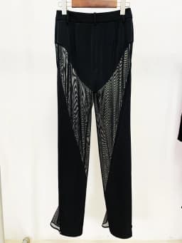 HIGH STREET Newest 2026 Designer Blazer Suit Women's Perspective Gauze Patchwork Blazer Pencil Pants