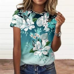 Summer Fashion Women'S T-Shirt 3d Floral Print Tee Large Size Tops Woman Clothing Everyday Female Top Women Short Sleeve T Shirt