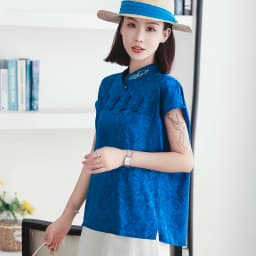 Summer Women Clothing Tops Embroidery Simulation Silk Improved Cheongsam Short Sleeve Chinese Style Plate Buckle Printed Shirt