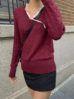 Solid Twisted Flower Knitted Sweater For Women Autumn Winter Cotton V Neck Slim Pullovers Tops Sweet Preppy Style Jumper Y2k