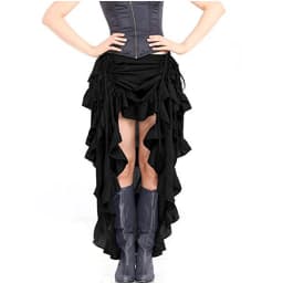 Multicolor Lady Gothic Steampunk Pinstripe Skirt Rock Gypsy Vintage Costume Front Lace-Up Layer Clubwear Outfit