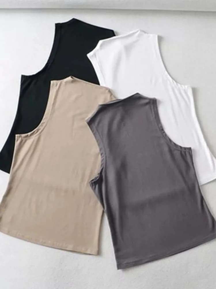 Sexy Crop Tops Black Halter Tank Top Women Summer Camis Turtleneck Camisole Fashion Casual Tube Female Sleeveless Cropped Vest