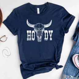 Retro Howdy Shirt Howdy Cow Skull T-Shirt Cowgirl Shirts Country Music Cowboy Western Tees Vintage Southern Style Country Tshirt