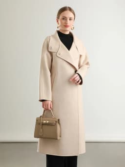 Pure Wool Trench Coat 100% Woolen Overcoat Dense Fabric New Women Turn-down Collar Handmade Long Coat Winter Jacket #20