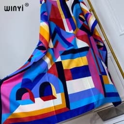 WINYI summer kaftan African Women Boho print Beach abaya dubai luxury Maxi Dress abaya muslim woman dubai Fashion evening dress