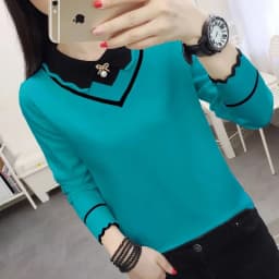 Women's Short Knit Sweater Jumper Spring Autumn New Versatile Doll Neck Long Sleeves Bottom Shirt Female Sweater Pullover Tops