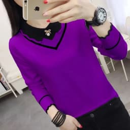 Women's Short Knit Sweater Jumper Spring Autumn New Versatile Doll Neck Long Sleeves Bottom Shirt Female Sweater Pullover Tops