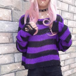Gothic Grunge Striped Knitted Sweater Women Long Pullovers Loose Thin Punk Sweaters Jumpers Mujer Jersey Chic Streetwear