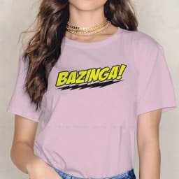 Bazinga Black Casual TShirt The Big Bang Theory Leonard Sheldon Printing Tops Casual T Shirt Women Short Sleeve Unique
