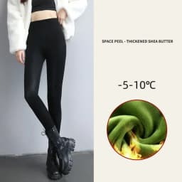 Winter Warm PU Leather Leggings Women Leather Pantalones High Waist Thermal Tights Stretchy Pants Winter Fleece Lined Trousers