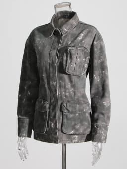 TWOTWINSTYLE Temperament Denim Jackets For Women Lapel Long Sleeve Single Breasted Loose Camouflage Jacket Female Fashion 2023
