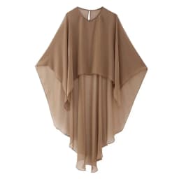 KEYANKETIAN Summer New Asymmetrical Tulle Cape Beach Wind Perspective Outfit Chic Chiffon Shawl Mid-Length Pull-Over Top