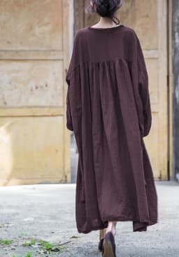 UMI MAO Chinese Style Yamamoto Autumn Winter Mountain Design Lantern Sleeve Super Loose Cotton Dress Elegant Femme Y2K