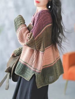 Amax LuluE 2025 Winter Luxury Knitted Pullover Womens Fashion Loose Striped Big Size Sweaters Ladies Casual Elegant Warm Jumpers