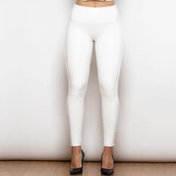Shascullfites Melody Regular Solid White High Waist Leather Leggings Women Sexy Faux Leather Pants Sports Tights Woman