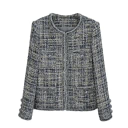 Spring Autumn French Small Fragrance Women Coat Fashion Long Sleeve Tweed O Neck Lace Dark Buckle Female High Quality Chic Coat