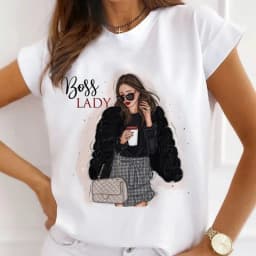 Europe and The United States Casual Women's Round Neck T-shirt Breathable Fashion Printed Girls Short Sleeve Base Shirt