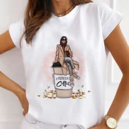 Europe and The United States Casual Women's Round Neck T-shirt Breathable Fashion Printed Girls Short Sleeve Base Shirt