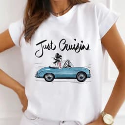 Europe and The United States Casual Women's Round Neck T-shirt Breathable Fashion Printed Girls Short Sleeve Base Shirt