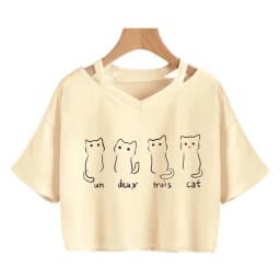 Streetwear Funny Cat T Shirt Crop Top Women Shirt Cropped Graphic Ulzzang T-shirt 90s Tshirt Top Tee Female Gothic