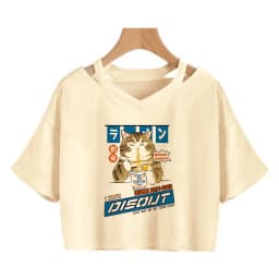 Streetwear Funny Cat T Shirt Crop Top Women Shirt Cropped Graphic Ulzzang T-shirt 90s Tshirt Top Tee Female Gothic