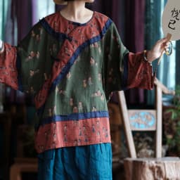 100% Cotton Women Long Sleeve Casual T-shirts New 2025 Spring Chinese Style O-neck Print Loose Oversized Female Tops Tees M519