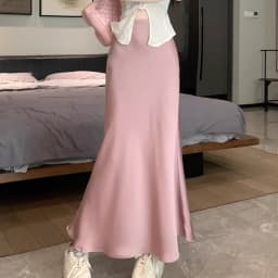 Summer Satin Skirt 2026 Women's Long Skirt Silk High Waisted Slim Fashion Korean Solid Champagne Black Midi Skirts for Women
