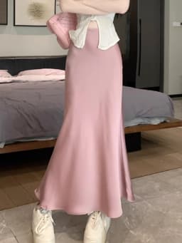 Summer Satin Skirt 2026 Women's Long Skirt Silk High Waisted Slim Fashion Korean Solid Champagne Black Midi Skirts for Women