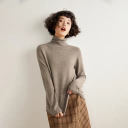 Women's Pullover Autumn/Winter 100% Cashmere Sweater Casual Knitted Sweater High Collar Loose Tops Basic Pile Collar Blouse