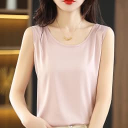 2025 New Camisole Women's Inside With Silk Bottoming Satin Spring Summer Outer Vest Sleeveless Round Neck Silk All-Match Blouse