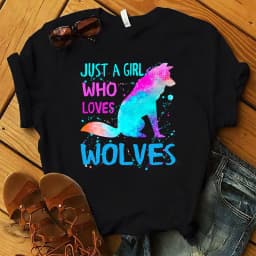 Just A Girl Love Wolves Print Women T Shirt Short Sleeve O Neck Loose Women Tshirt Ladies Tee Shirt Tops Camisetas Mujer