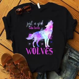 Just A Girl Love Wolves Print Women T Shirt Short Sleeve O Neck Loose Women Tshirt Ladies Tee Shirt Tops Camisetas Mujer