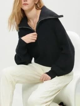 Winter Women's Sweater Long Sleeve Knitted Sweaters Oversize Turtleneck Zippers Loose Solid Turn-down Collar Pullover for Women