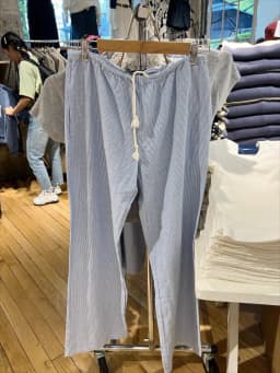 Blue Stripes Drawstring Long Pant Autumn High Waist Casual Loose Trouser Woman Streetwear Preppy Style Sweet Cute Straight Pants