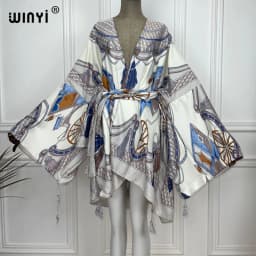 WINYI 2021 America Summer Women Cardigan stitch robe Cocktail sexcy Boho Maxi African Holiday Batwing Sleeve cotton feeling Robe
