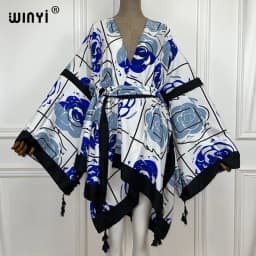 WINYI 2021 America Summer Women Cardigan stitch robe Cocktail sexcy Boho Maxi African Holiday Batwing Sleeve cotton feeling Robe