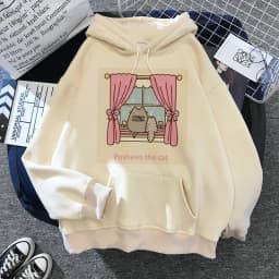 2020 Funny The Cat Hoodie Women Fashion Kawaii Korean Harajuku Sweatshirt Female 90s Cartoon Clothes Female Hood Oversized Girls