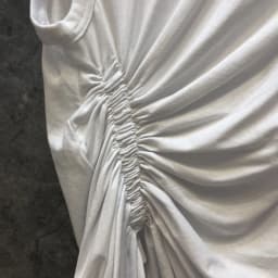 TWOTWINSTYLE Casual White T Shirt For Women O Neck Sleeveless Ruched Irregular Slim T Shirts Females Summer Fashion 2021 Stylish