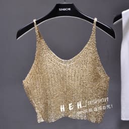 Sparkling Sequins Half Waist Render Knitwear Hollow-out Is Sexy Waist Condole Top Cropped Sexy Streetwear Woman Tops Summer