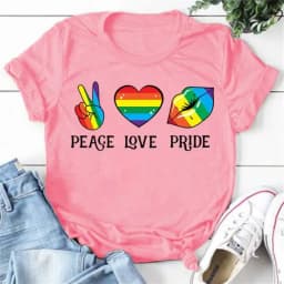 Peace Love Pride Colorful Print Women T Shirt Short Sleeve O Neck Loose Women Tshirt Ladies Tee Shirt Tops Camisetas Mujer