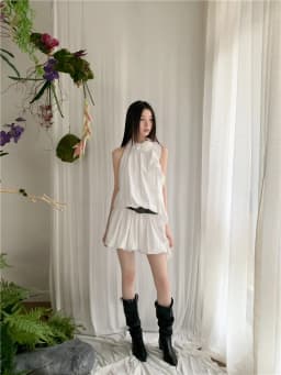 CHEERART White Ruffles Y2k Fashion Halter Dress 2024 Women Summer Sleeveless Bud Mini Short Dress Designer Clothes