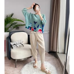 Miyake Pleated Women's Fashion Tops Loose Plus Size Hundred Matching Printed Seven-minute Sleeve T-shirt 2024 Spring Autumn New