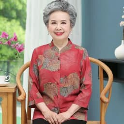 Elderly Grandma Shirts Blouse Tops 3/4 Sleeve Spring Summer 60 To 80 Years Old Middle-Aged Mother Pants 2PCS Womens Outfits 5XL