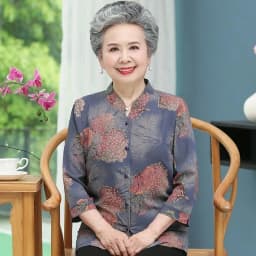 Elderly Grandma Shirts Blouse Tops 3/4 Sleeve Spring Summer 60 To 80 Years Old Middle-Aged Mother Pants 2PCS Womens Outfits 5XL
